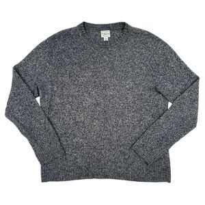 J Crew Sweater Mens Size Large Gray Marled Rugged Merino Wool Crewneck Pullover